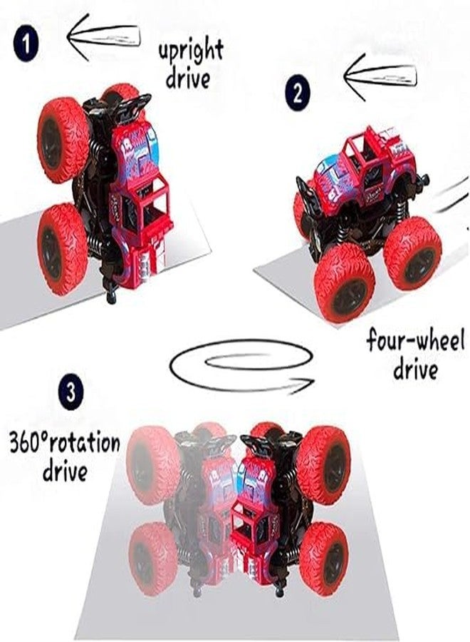 JERICOS Big Size Monster Truck Friction Powered Cars Toys, 360 Degree Stunt 4wd Cars Push go Truck for Toddlers Kids Gift (Pack of 2 Car) (Multi-Color) - Image 4